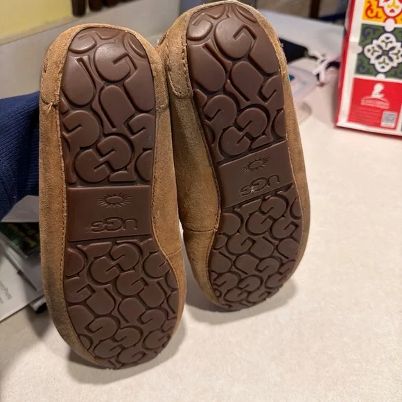 UGG Chestnut Suede Shearling Lined Slippers - Picture 2 of 3